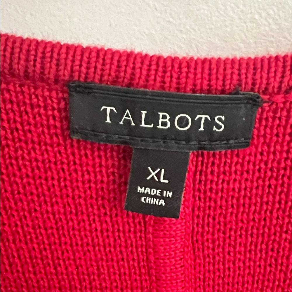 Talbots Red Knit Sweater Jacket - image 2